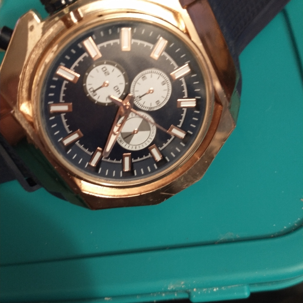 Mens gold and blue watch
